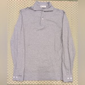 The Armoury by Ascot Chang Long Sleeve Spread Collar Polo Gray Men's Size Small